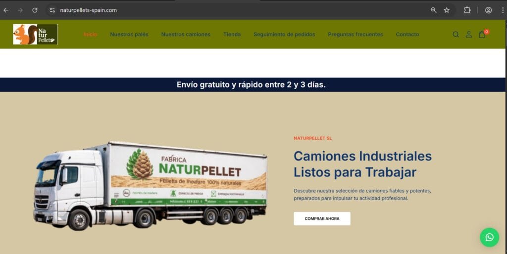 naturpellets-spain.com, página fraude de Naturpellet