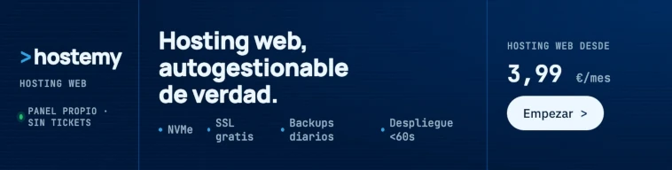 Hosting web autogestionable Hostemy - Banner publicitario principal en Vanguardízate